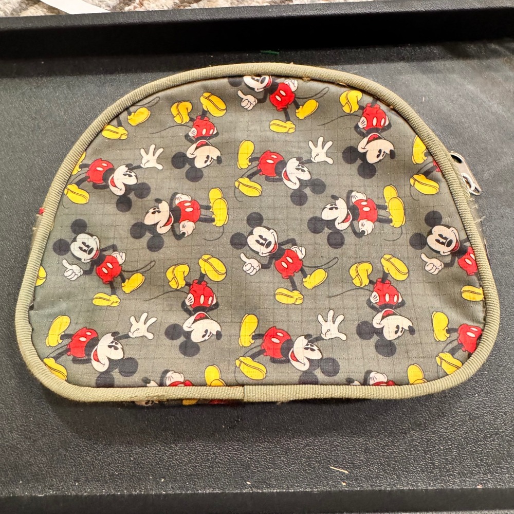 Disney Mickey Mouse Cosmetic Bag Pouch Zippered Travel Organizer Green - Picture 5 of 5